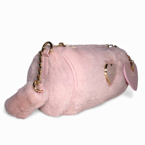 Juicy Couture Pink Warm Up Faux Fur Small Handbag & Heart Purse Charm NWT - Picture 9 of 11
